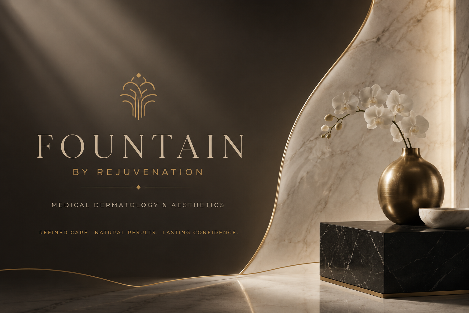 Fountain by Rejuvenation — medical dermatology and aesthetics, Calgary North. Refined care. Natural results. Lasting confidence.